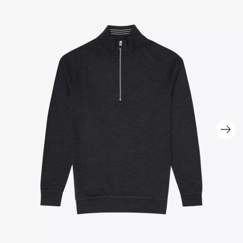 Reiss Matty Tipped Zip Neck Jumper 1/4 Zip Pullover Size L Charcoal